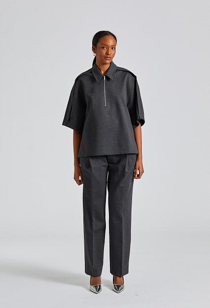 Victoria Beckham, Single Pleat Trouser Steel Grey Melange 1